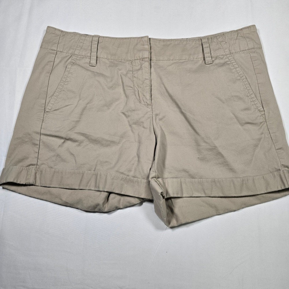 Ann Taylor Shorts Womens 4 Khaki Cuffed Chino Cotton Stretch